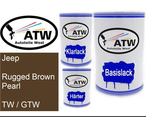 Jeep, Rugged Brown Pearl, TW / GTW: 500ml Lackdose + 500ml Klarlack + 250ml Härter - Set, von ATW Autoteile West.